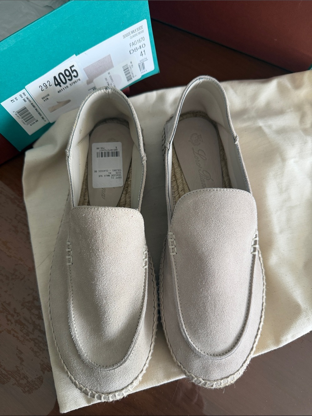 Loro Piana Men’s Suede Penny Loafers in Light Beige